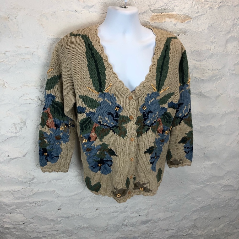 Clifford and Wills womens oversized medium button up sweater made with linen